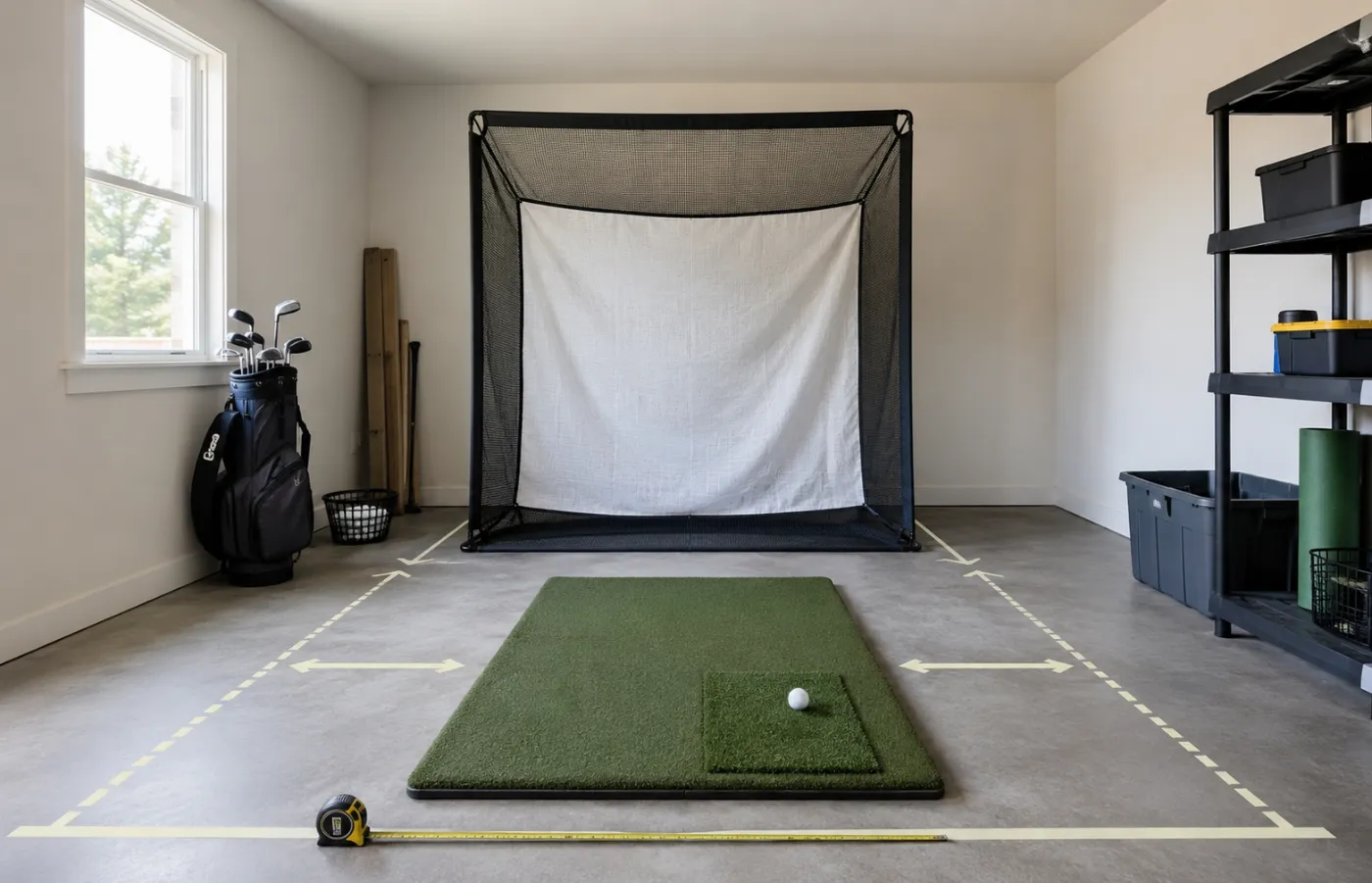 Budget home golf simulator room-fit planning visual